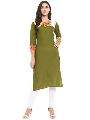 Green printed cotton kurti 2