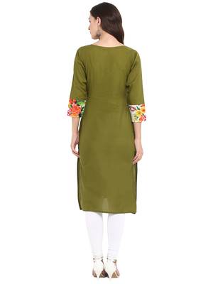 Green printed cotton kurti 3
