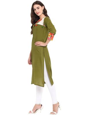 Green printed cotton kurti 4