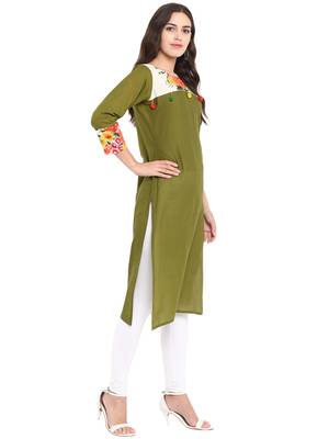Green printed cotton kurti 5