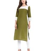 Green printed cotton kurti