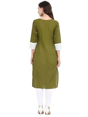 Green printed cotton kurti 3