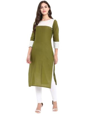 Green printed cotton kurti 4