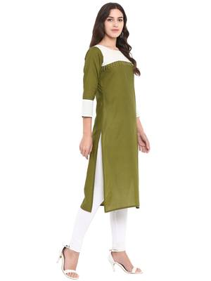 Green printed cotton kurti 5