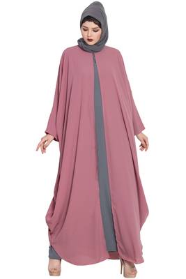 Pink Plain Nida Abaya 6