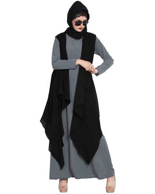 Grey Plain kashibo Abaya 1