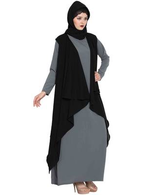 Grey Plain kashibo Abaya 2