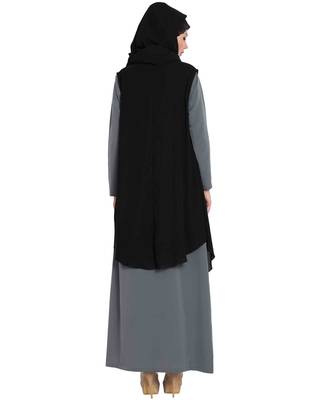Grey Plain kashibo Abaya 3