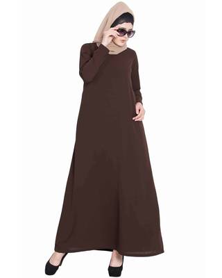 Dark Brown Plain kashibo Abaya 1