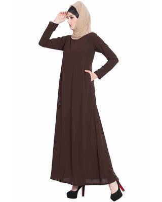 Dark Brown Plain kashibo Abaya 2