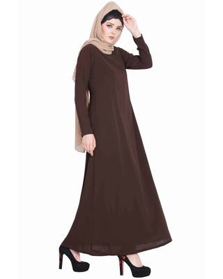 Dark Brown Plain kashibo Abaya 3