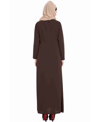 Dark Brown Plain kashibo Abaya 4