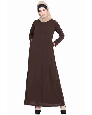 Dark Brown Plain kashibo Abaya 6