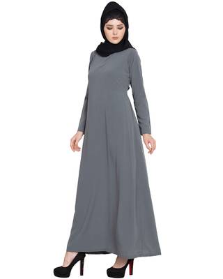 Grey Plain kashibo Abaya 2