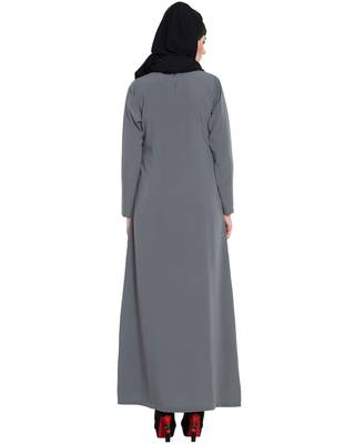 Grey Plain kashibo Abaya 4