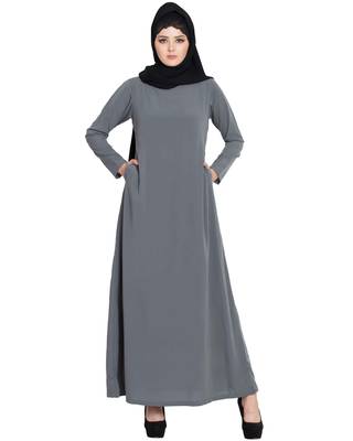 Grey Plain kashibo Abaya 6