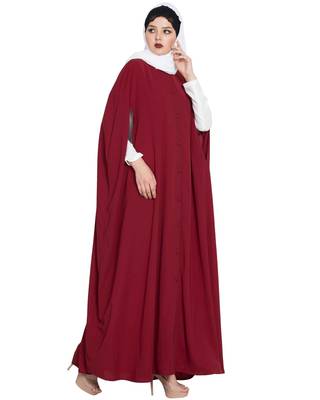 Maroon Plain kashibo Abaya 4