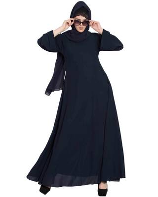 Navy Blue Plain kashibo Abaya 1