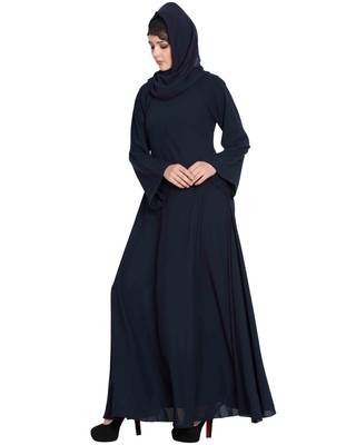 Navy Blue Plain kashibo Abaya 2