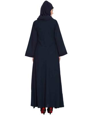 Navy Blue Plain kashibo Abaya 4