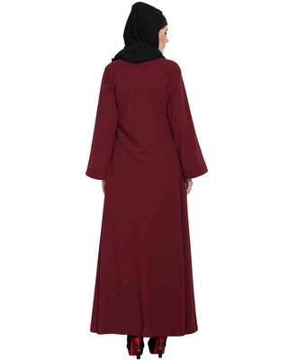 Maroon Plain kashibo Abaya 4