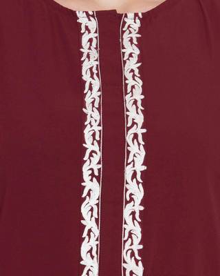 Maroon Embroidered Nida Abaya 5