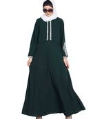 Green Embroidered Nida Abaya
