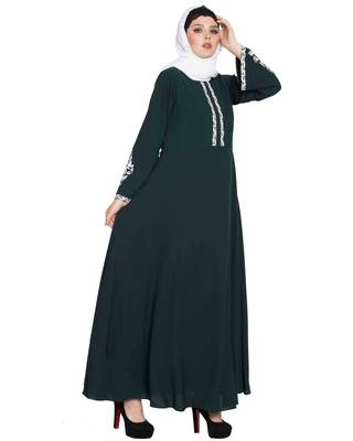 Green Embroidered Nida Abaya 3