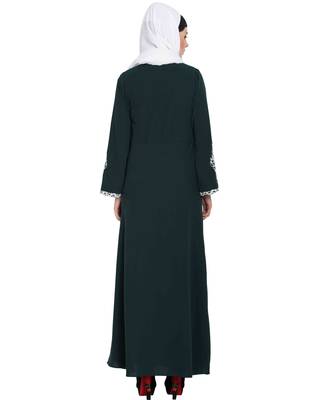 Green Embroidered Nida Abaya 4