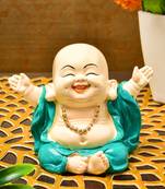 Karigaari India Handcrafted Resine Laughing Buddha Monk Idol Sculpture