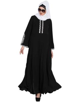 Black Embroidered Nida Abaya 1
