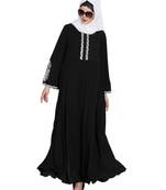 Black Embroidered Nida Abaya