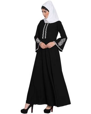 Black Embroidered Nida Abaya 2