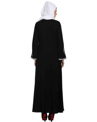 Black Embroidered Nida Abaya 4