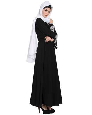 Black Embroidered Nida Abaya 6