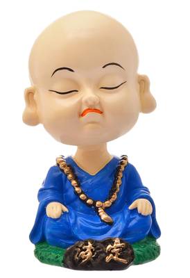 Karigaari India Handcrafted Resine Meditating Buddha Monk Idol Sculpture 1