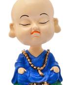 Karigaari India Handcrafted Resine Meditating Buddha Monk Idol Sculpture