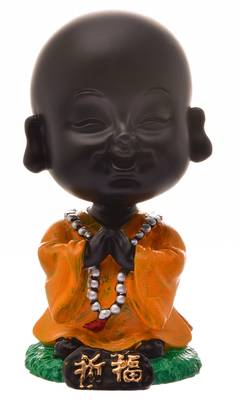 Karigaari India Handcrafted Resine Praying Buddha Monk Idol Sculpture 1