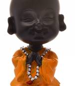 Karigaari India Handcrafted Resine Praying Buddha Monk Idol Sculpture