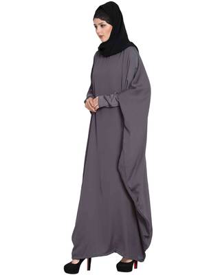 Grey Plain kashibo Abaya 2