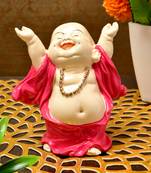 Karigaari India Handcrafted Resine Laughing Buddha Monk Idol Sculpture
