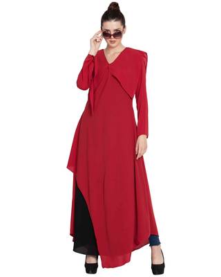 Red Plain kashibo Abaya 2