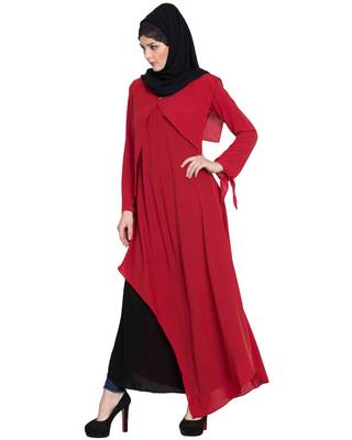 Red Plain kashibo Abaya 3