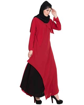 Red Plain kashibo Abaya 4