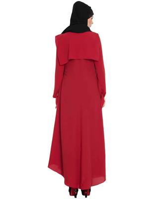 Red Plain kashibo Abaya 5