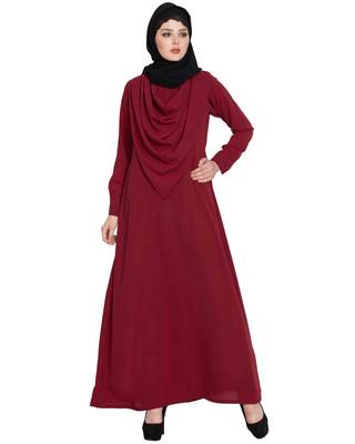 Maroon Plain kashibo Abaya 1