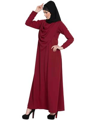 Maroon Plain kashibo Abaya 2