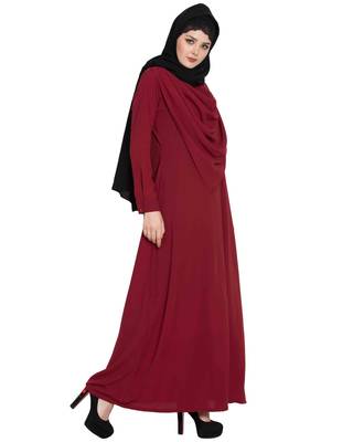 Maroon Plain kashibo Abaya 3
