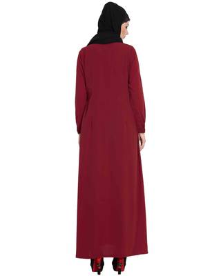 Maroon Plain kashibo Abaya 4
