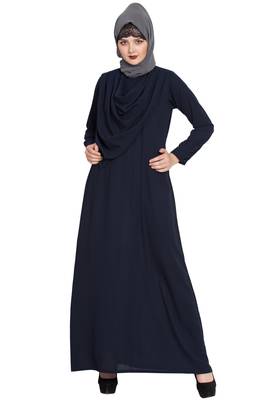 Navy Blue Plain kashibo Abaya 1